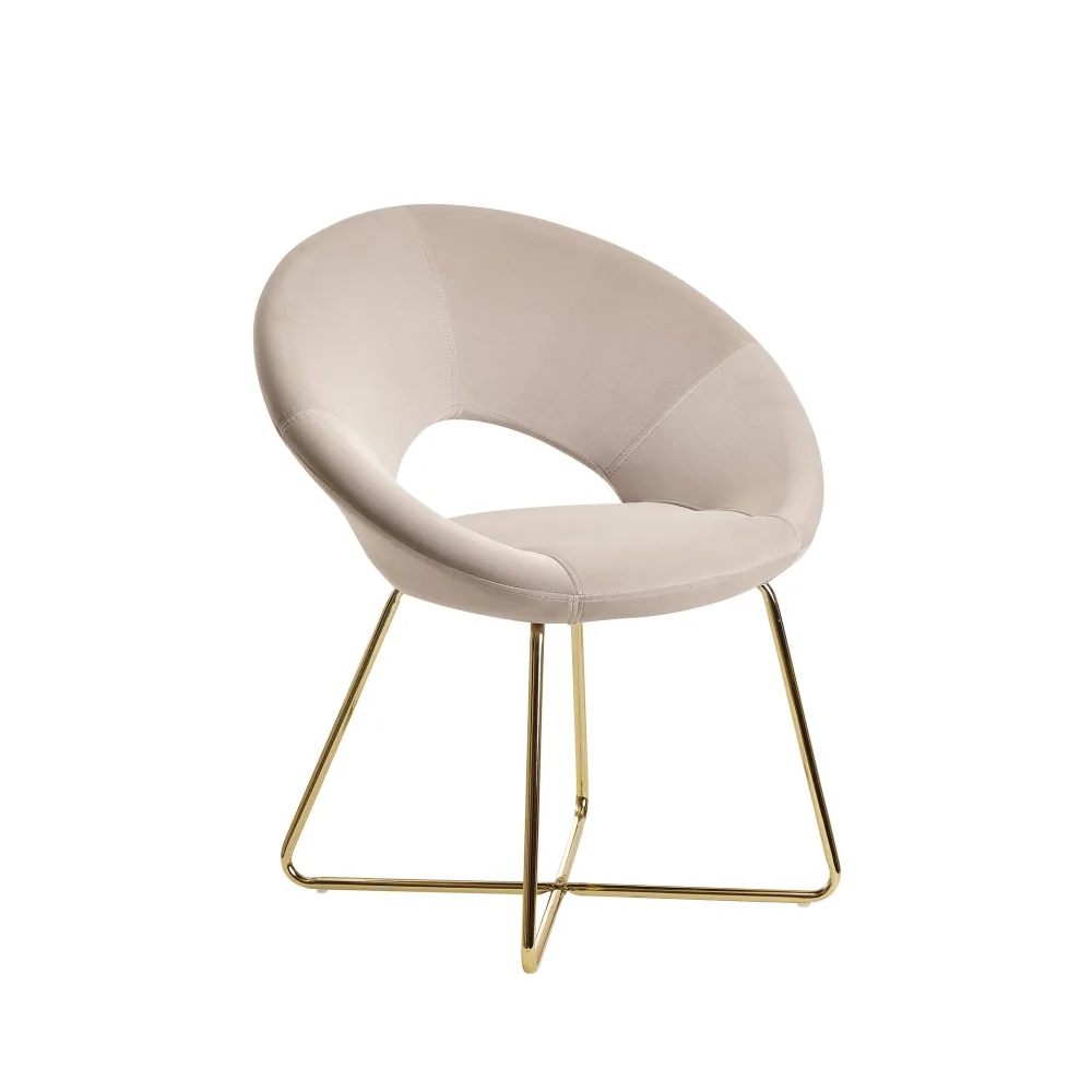 FineBuy Esszimmerstuhl Samt Küchenstuhl mit goldenen Beinen, Schalenstuhl Stoff / Metall, Design Polsterstuhl, Stuhl Esszimmer Gepolstert