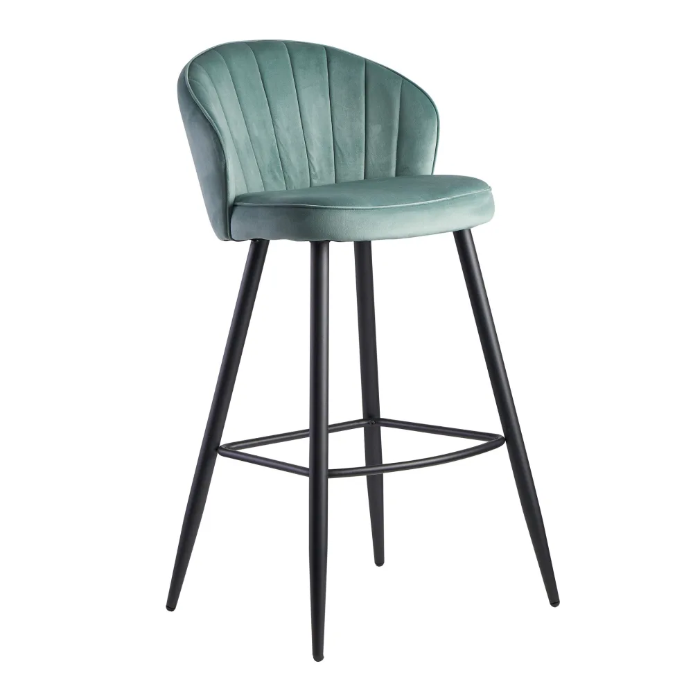 FineBuy Barhocker Samt Hocker mit Lehne, Küchenhocker Skandinavisch Stoff / Metall 110 kg, Design Barstuhl Tresenhocker, Bistrohocker Gepolstert