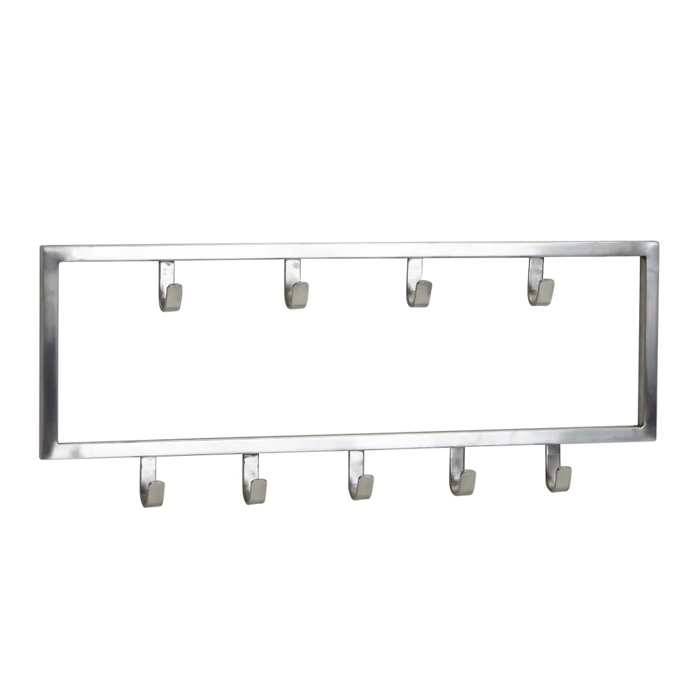 FineBuy Wandgarderobe Metall Silber - Design Garderobenpaneel - Wand Garderobenleiste mit Hakenleiste - Kleiderhaken