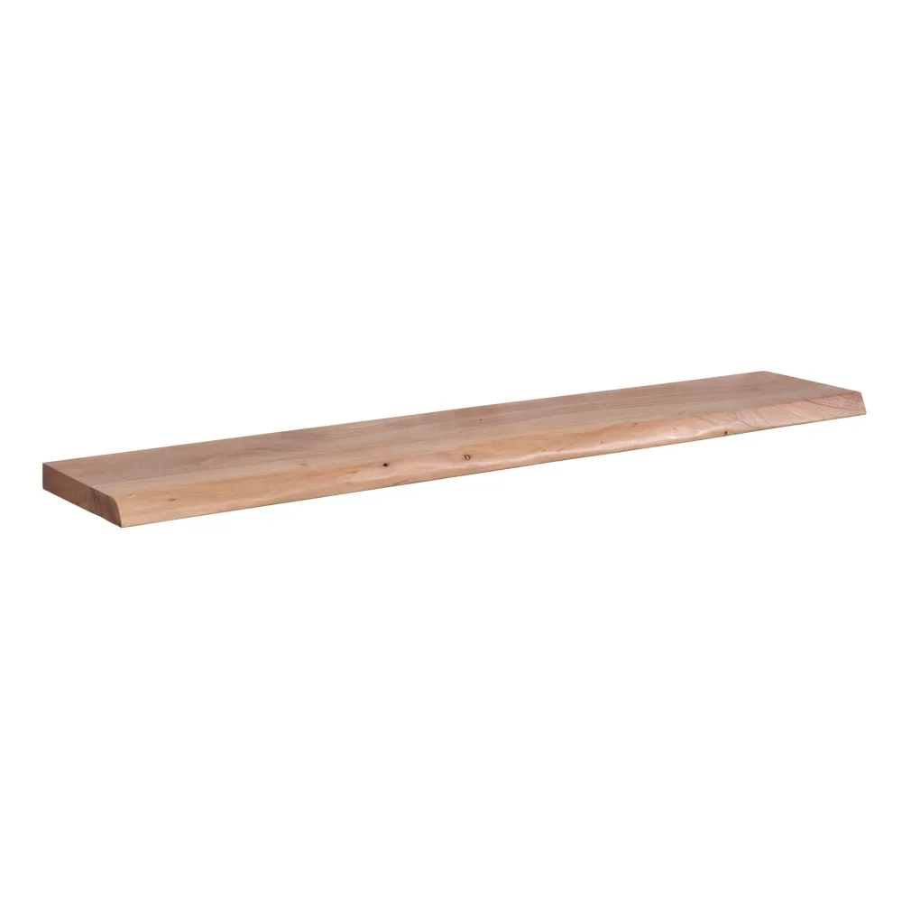 FineBuy Wandregal mit Baumkante Akazie Massivholz, Design Schweberegal Wandboard Massiv, Regal Holz Natur, Landhausstil Hängeregal