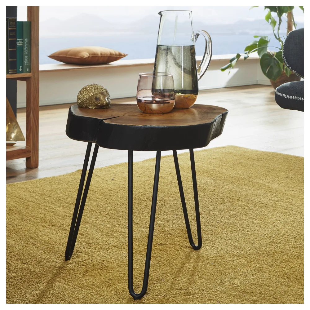 FineBuy Massivholz Sheesham Beistelltisch 35 x 35 cm