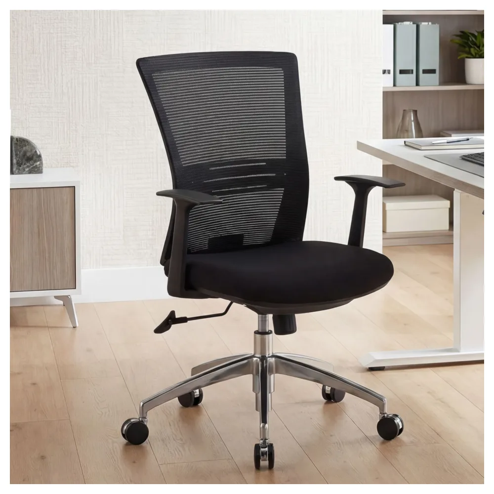 FineBuy Bürostuhl Stoffbezug Schreibtischstuhl Armlehne schwarz Chefsessel 120kg Drehstuhl Synchronmechanik X-XL