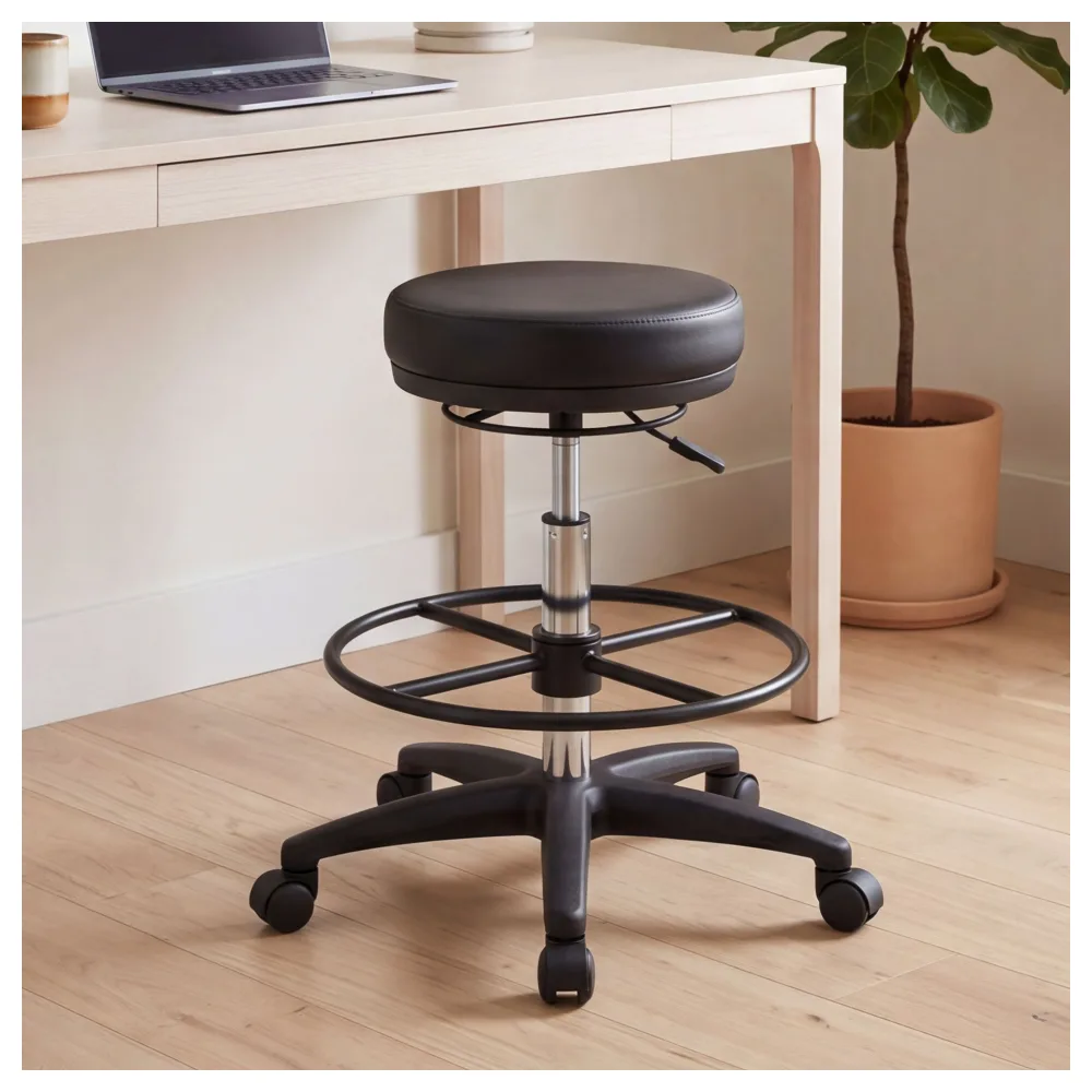 FineBuy Arbeitshocker Schwarz Rund Sitzhocker Rollen gebremst Arbeitsstuhl 120KG Hocker höhenverstellbar