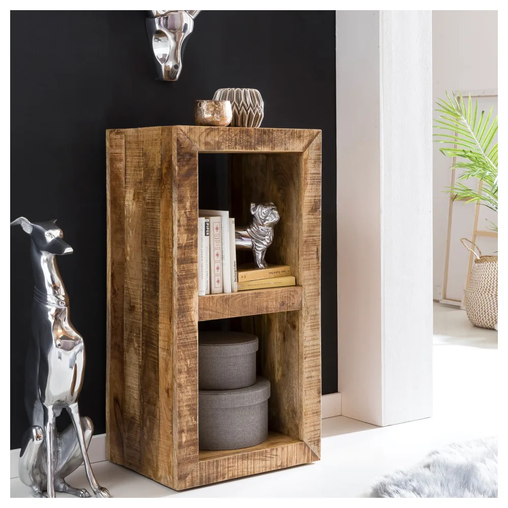 FineBuy Kleines Standregal 45 x 35 x 90 cm Abstellregal Mango Massiv-Holz, Ablagetisch Telefontisch Diele Flur Gang Klein, Steh-Regal Bodenregal Natur Schlafzimmer Standregal Küche Wohnzimmer