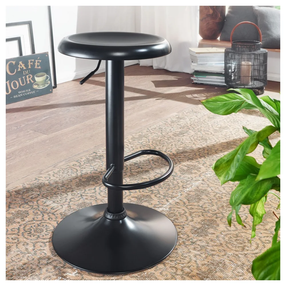FineBuy Barhocker Schwarz Hocker ohne Lehne 58 - 79 cm Barstuhl, Küchenhocker Metall 100kg, Design Tresenhocker Drehbar Bistrohocker