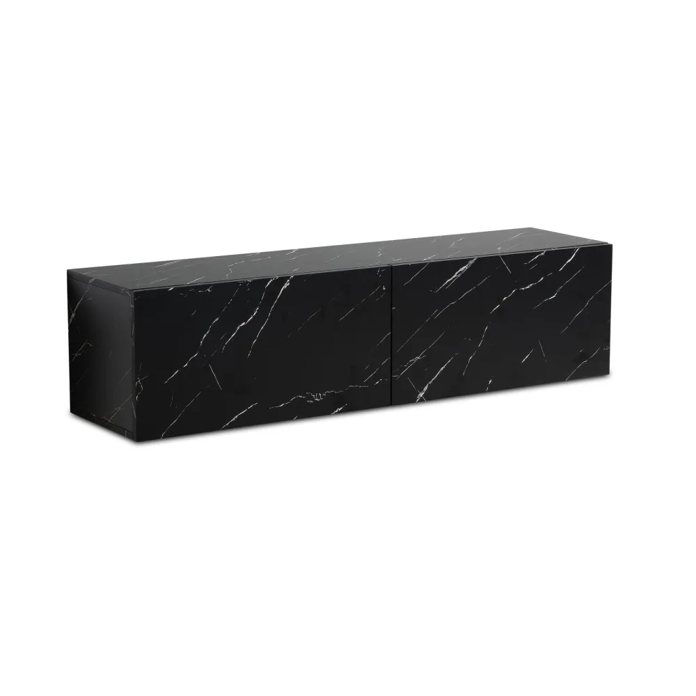 FineBuy Lowboard Hängend Marmor-Optik 120x30x30 cm TV-Schrank, Design Fernsehtisch mit Klapptüren Modern, Fernsehschrank Wand, TV-Kommode Fernsehkommode zum Aufhängen