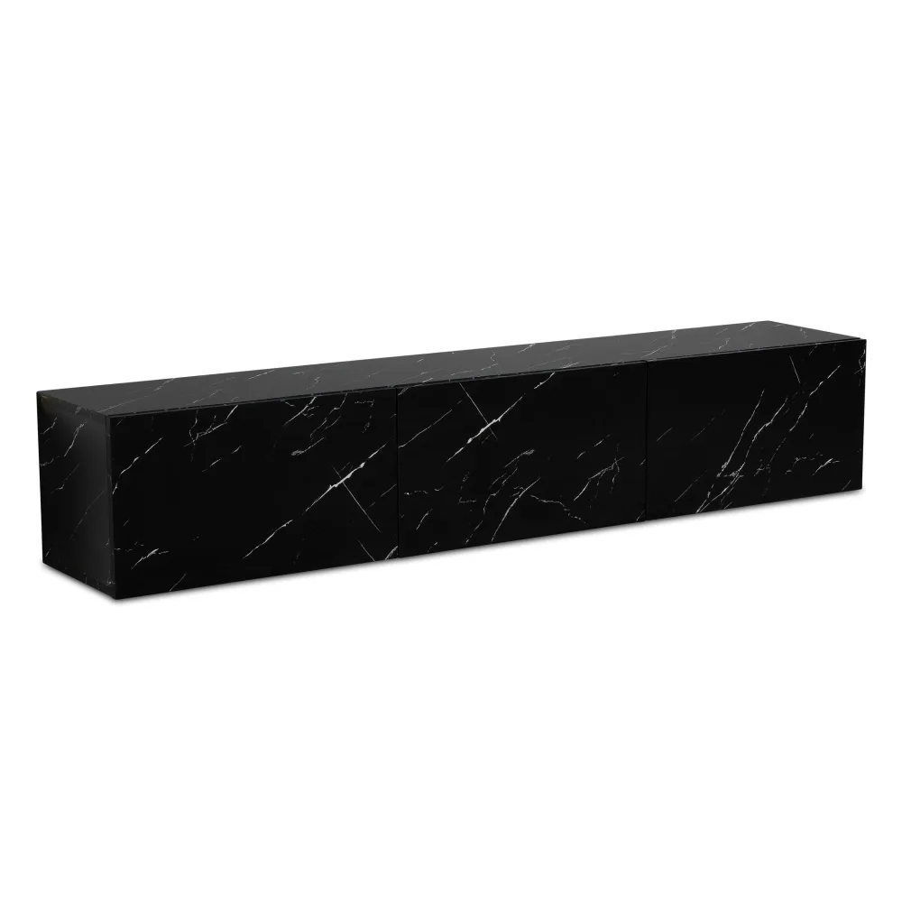 FineBuy Lowboard Hängend Marmor-Optik 160x30x30 cm TV-Schrank, Design Fernsehtisch mit Klapptüren Modern, Fernsehschrank Wand, TV-Kommode Fernsehkommode zum Aufhängen
