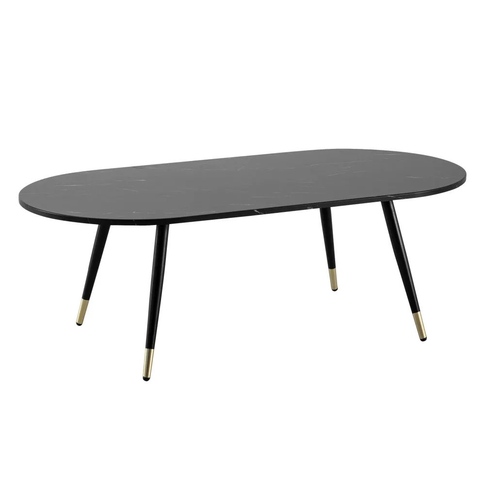 FineBuy Couchtisch 120x60x41,5 cm mit Marmor Optik Modern, Design Wohnzimmertisch mit Metall-Gestell, Sofatisch Oval Tisch Groß, Beistelltisch Wohnzimmer