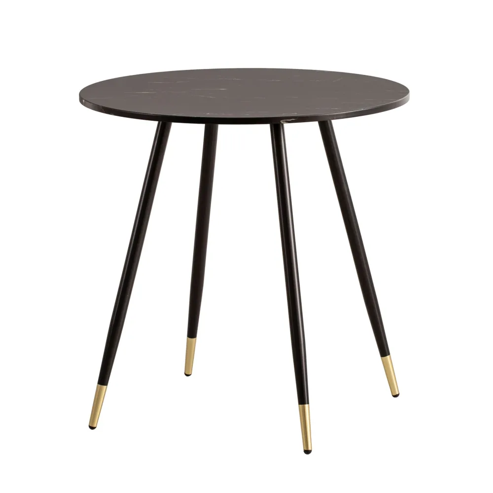 FineBuy Esszimmertisch 75x75x76 cm Marmor-Optik Esstisch Modern, Küchentisch mit Metallbeinen, Kleiner Speisetisch Esszimmer Rund
