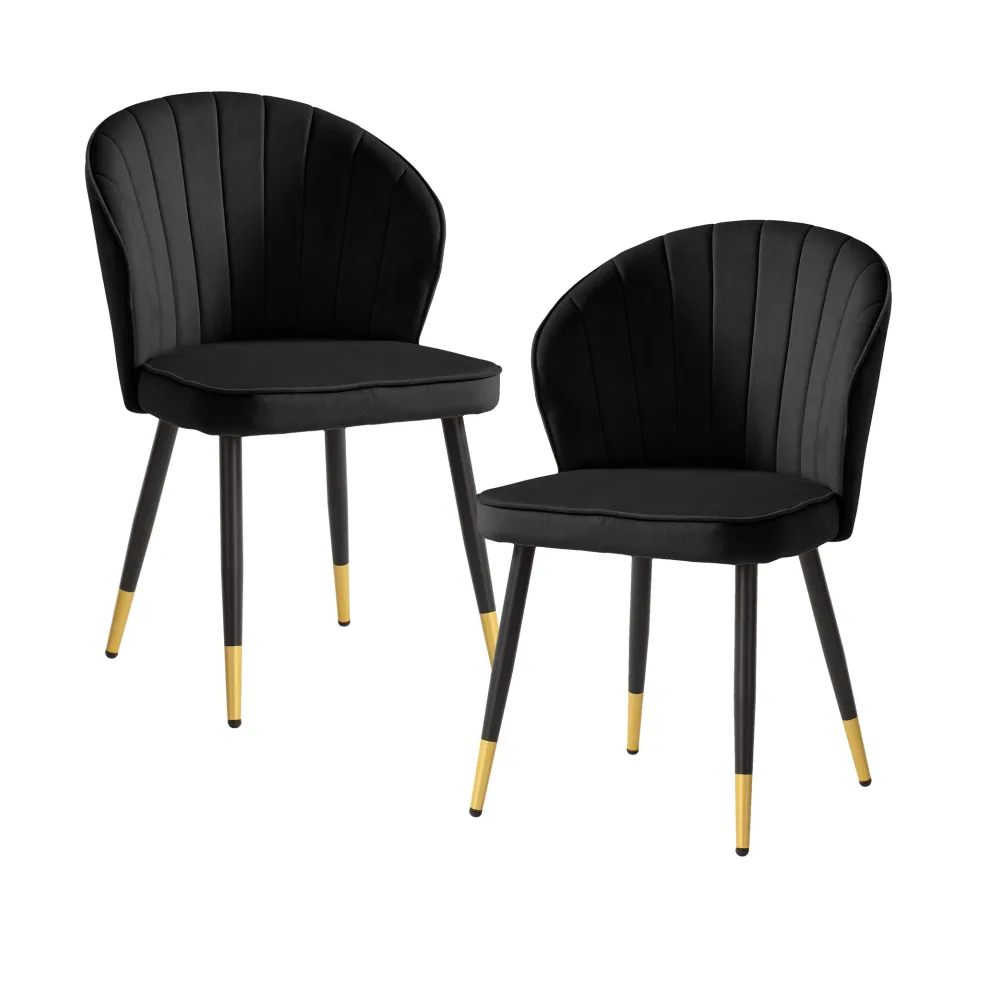 FineBuy Esszimmerstuhl 2er Set Samt Küchenstuhl mit Metallbeinen, Schalenstuhl Skandinavisches Design, Polsterstuhl mit Stoffbezug, Stuhl Gepolstert