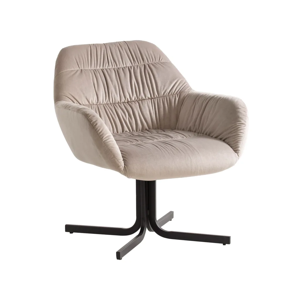 FineBuy Loungesessel Samt Design Clubsessel mit Metallbeine, Schalenstuhl gepolstert mit Rückenlehne, Cocktailsessel Lounge Armlehnen, Sessel mit Stoffbezug