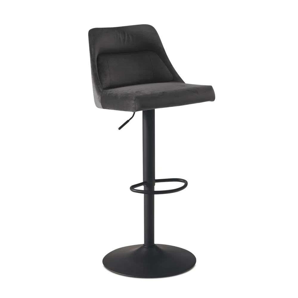 FineBuy Barhocker Samt Hocker mit Lehne 86 - 106 cm, Küchenhocker Höhenverstellbar Modern 100 kg, Design Barstuhl Tresenhocker mit Metall-Trompetenfuß, Bistrohocker Gepolstert