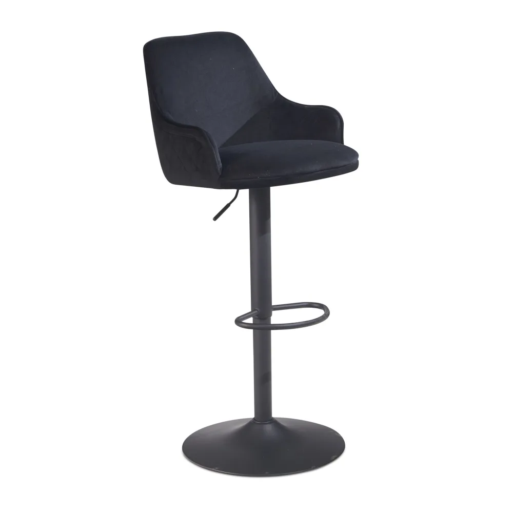 FineBuy Barhocker Samt Hocker mit Lehne 86 - 106 cm, Küchenhocker Höhenverstellbar Modern 100 kg, Barstuhl Tresenhocker mit Metall-Trompetenfuß, Bistrohocker Gepolstert mit Armlehne