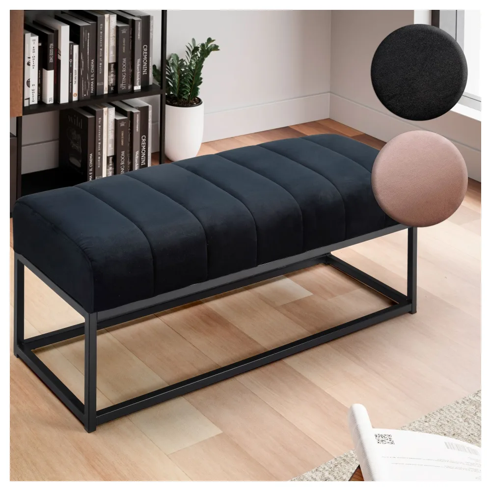 FineBuy gepolsterte Sitzbank 108 cm Samt - Polsterbank für Garderobe Schlafzimmer & Wohnzimmer - Garderobenbank Eingangsbereich - Bettbank