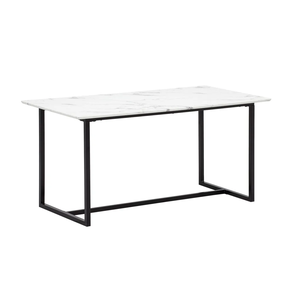 FineBuy Esszimmertisch Weiß Esstisch in Marmor-Optik Modern, Küchentisch mit Metallbeinen, Speisetisch Rechteckig, Tisch Esszimmer