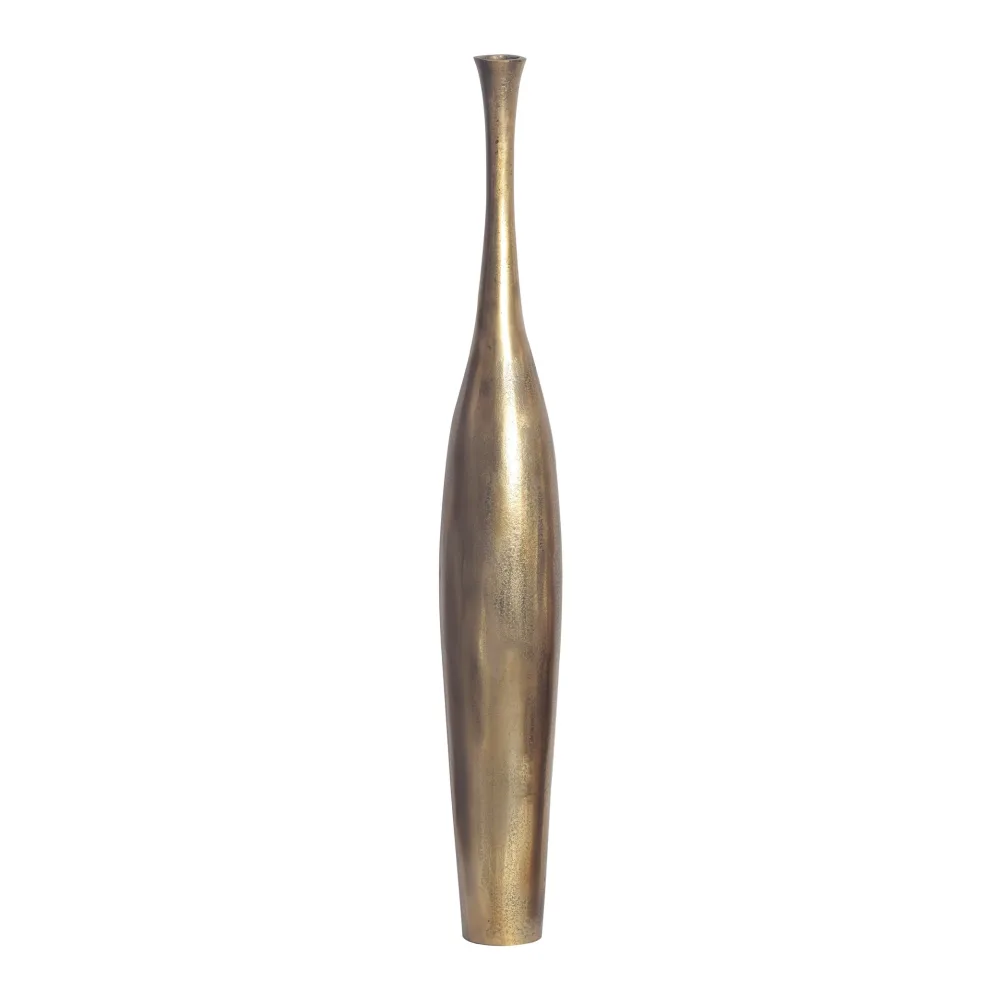 FineBuy Deko Vase Aluminium Gold Blumenvase Modern Groß, Dekovase Extravagant für Blumen, XXL Alu Bodenvase Metall Wohndeko Handgefertigt