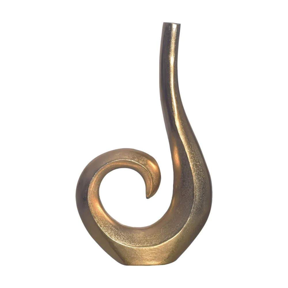 FineBuy Deko Vase 47 cm Aluminium Spirale Blumenvase Modern Klein, Dekovase Extravagant für Blumen, Alu Tischvase Wohndeko Tischdeko Handgefertigt