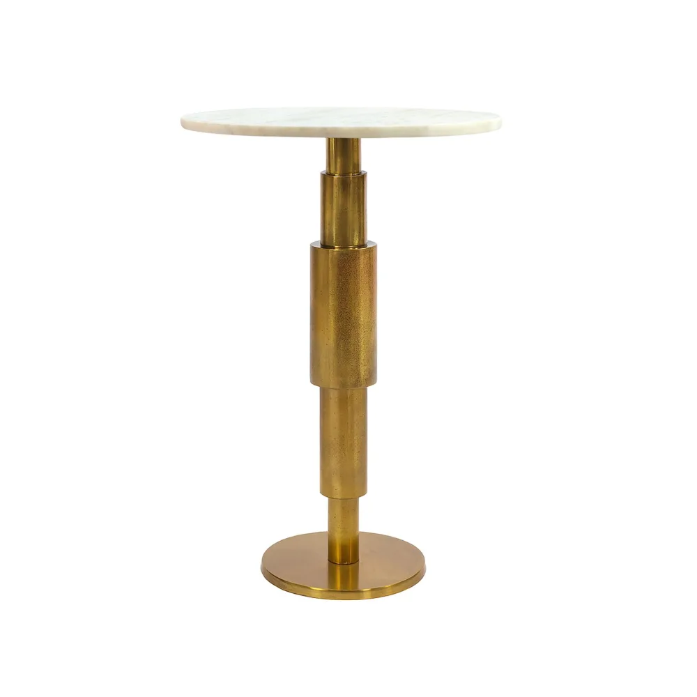 FineBuy Beistelltisch Marmor rund 59 cm Dekotisch mit Marmor Tischplatte - Design Dekotisch mit Aluminiumgestell - Anstelltisch Sofatisch modern - Couchtisch Wohnzimmertisch elegant Handmade