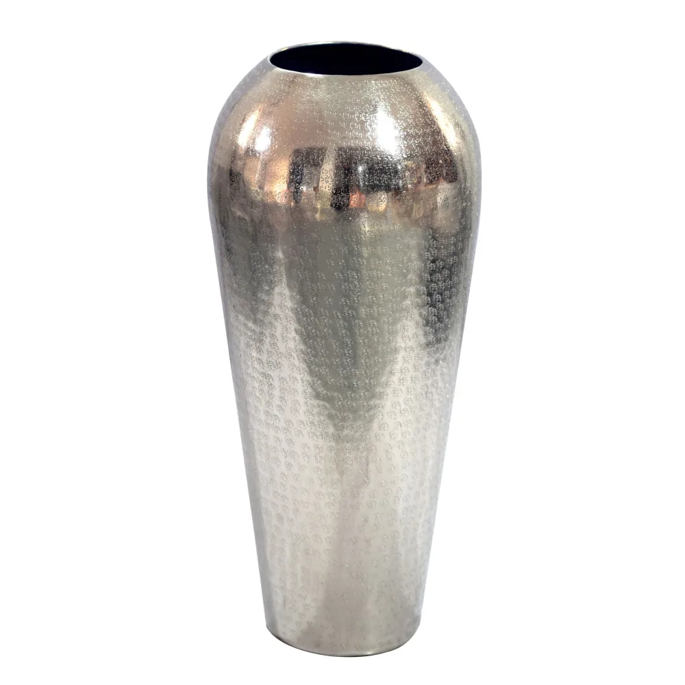 FineBuy Dekovase Aluminium 50cm - Standvase groß - Bodenvase rund modern - Vase Metall für Blumen - Design Wohnzimmer Deko - Wohndeko Handmade