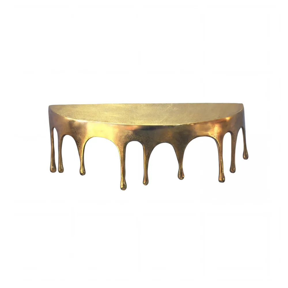 FineBuy Wandregal Aluminium Gold Tropfen Optik - Ausgefallenes Hängeregal Metall - Design Drops Schweberegal Alu - Modernes Wandboard Dekoregal Handmade