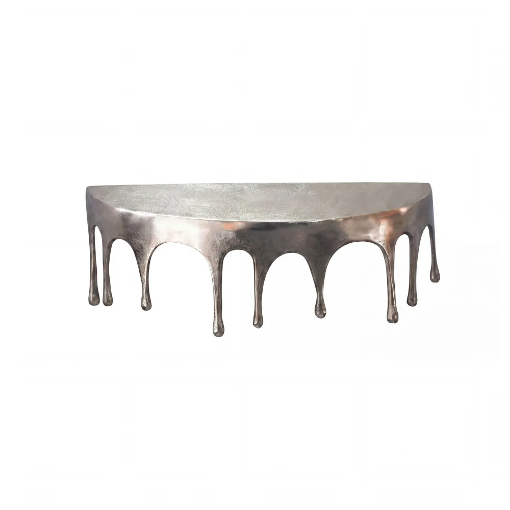 FineBuy Wandregal Aluminium Silber Tropfen Optik - Ausgefallenes Hängeregal Metall - Design Drops Schweberegal Alu - Modernes Wandboard Dekoregal Handmade