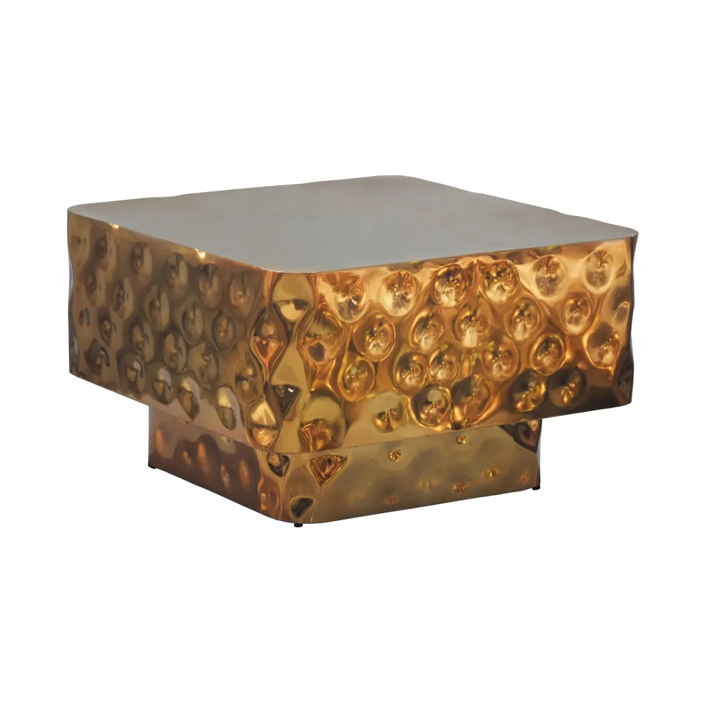FineBuy Couchtisch Aluminium Quadratisch 60cm - Design Wohnzimmertisch Gehämmert - Moderner Loungetisch - Sofatisch Hammerschlag - Beistelltisch Wohnzimmer Handmade
