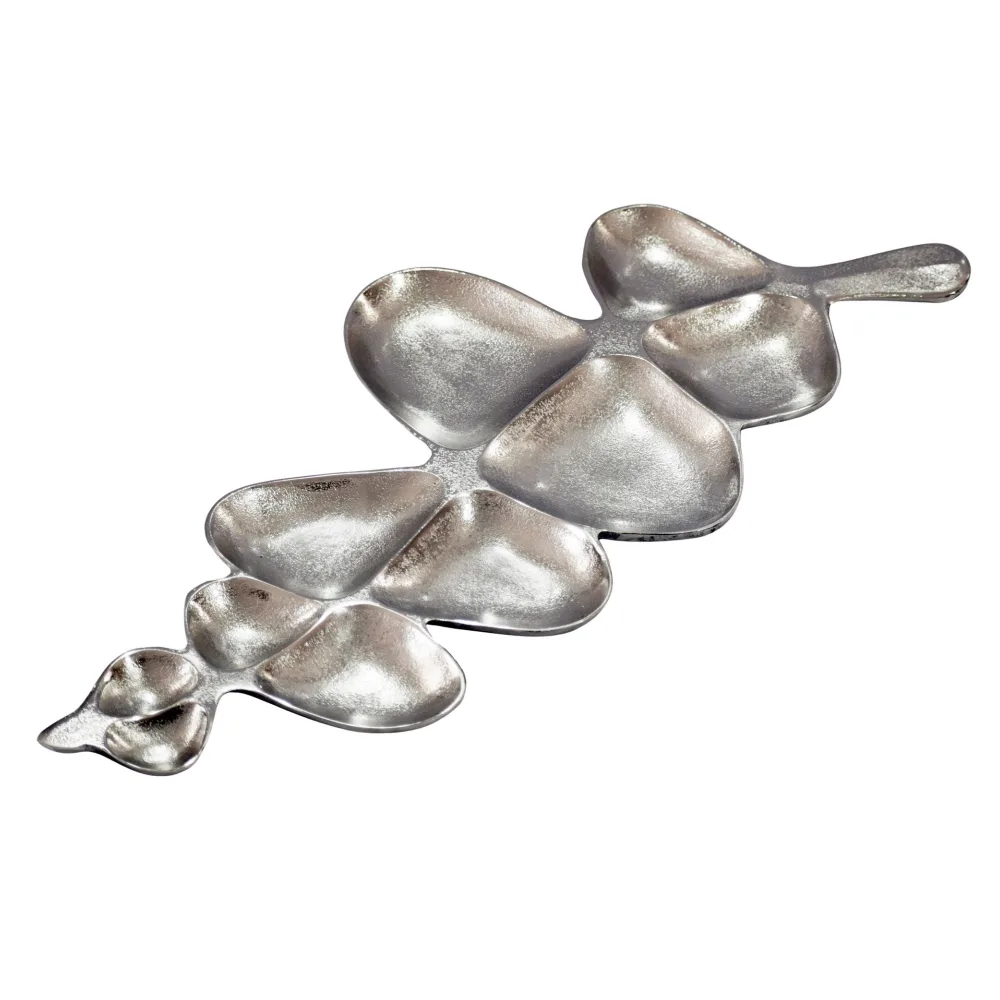 FineBuy Dekoschale Schale Metall 60,5cm Tischdeko - Moderne Metallschale aus Aluminium in Blattform - Elegante Aluschale - Alu Schmuckschale Handmade