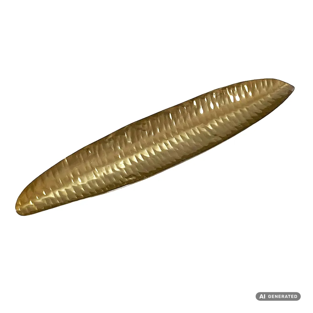 FineBuy Dekoschale Oval Aluminium Schale 65,5cm - Design Tischdeko Metall Wohnzimmer - Alu Wohnaccessoire Modern mit Beinen - Metallschale Dekoration - Aluschale lang schmal Handmade