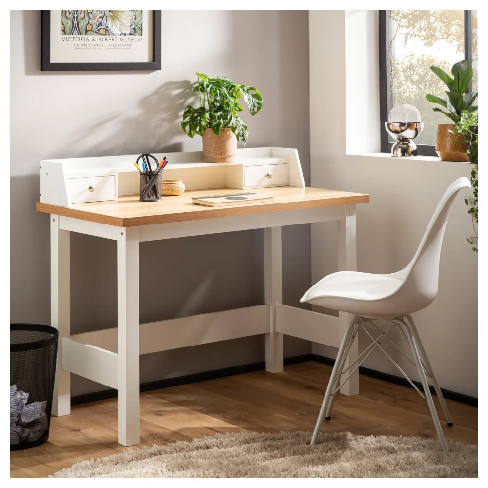 FineBuy Schreibtisch 106x53x90 cm Weiß Bürotisch mit Schublade, Homeoffice Computertisch Platzsparend mit Stauraum, Büro Laptoptisch Arbeitszimmer