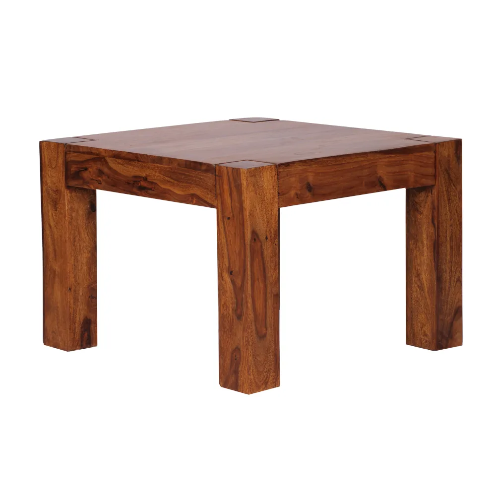 FineBuy Couchtisch Massivholz 60x60 cm · Quadratischer Wohnzimmertisch · Handgefertigt & Naturfarben · Beistelltisch aus Echtholz im modernen Design