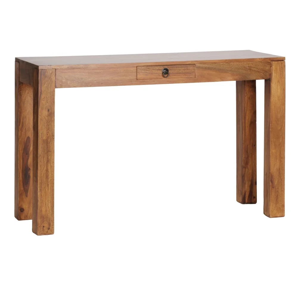 FineBuy Konsolentisch Massivholz Konsole mit 1 Schublade Schreibtisch 120 x 40 cm Landhaus Sideboard Farbe wählbar