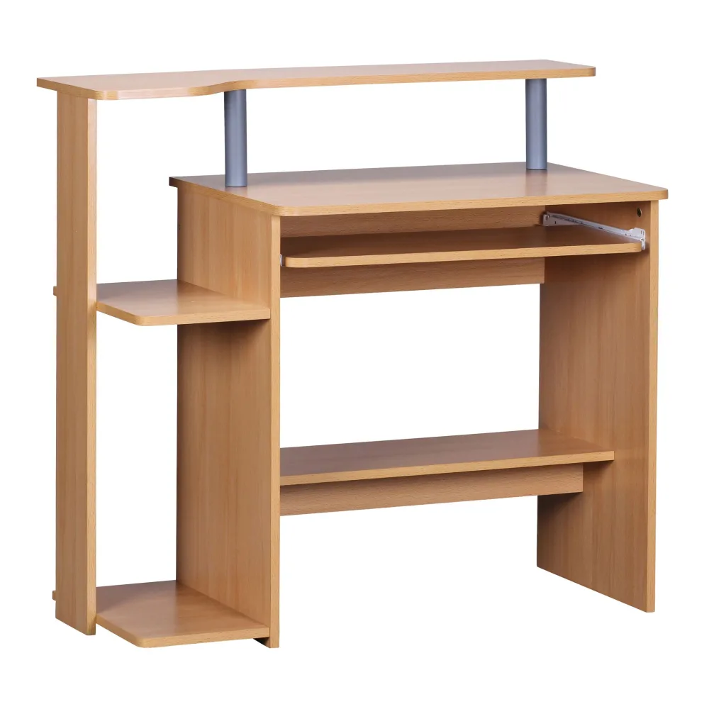 FineBuy Computertisch 94x90,5x48,5 cm Laptop Tisch Modern mit Tastaturauszug, PC-Tisch mit Drucker-Ablage platzsparend, Schreibtisch für kleine Räume mit Ablage, Laptoptisch Klein