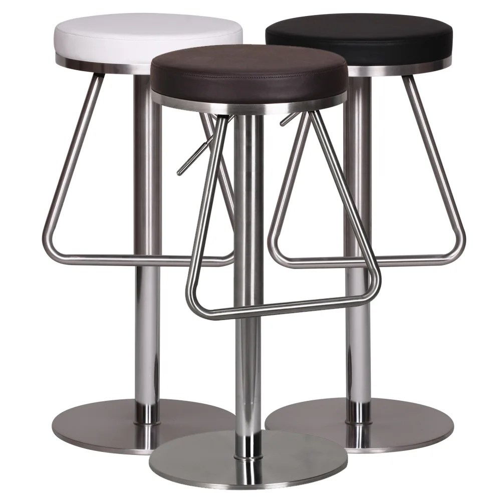 FineBuy Barhocker Edelstahl höhenverstellbare Sitzfläche 54 - 79 cm, Design Barstuhl, Bistrohocker Barsitz Gepolstert, Thekenhocker 360° Drehbar, Tresenstuhl Modern