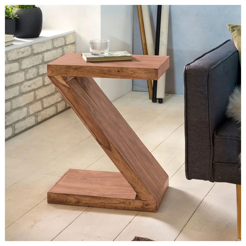 FineBuy Beistelltisch Massivholz Z Cube 59cm hoch Wohnzimmertisch Landhaus-Stil Braun Couchtisch Farbe wählbar