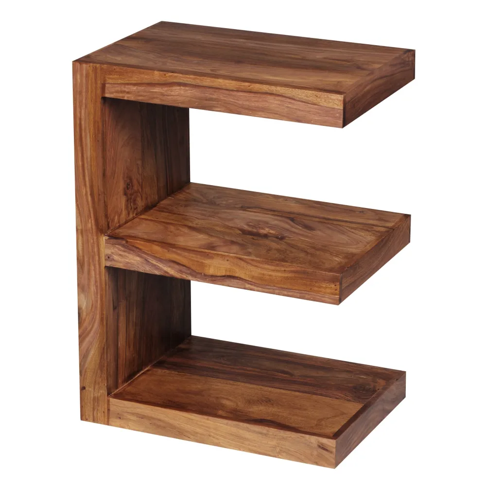 FineBuy Beistelltisch Massivholz E Cube 60cm hoch Wohnzimmer-Tisch Design braun Landhaus Couchtisch Farbe wählbar