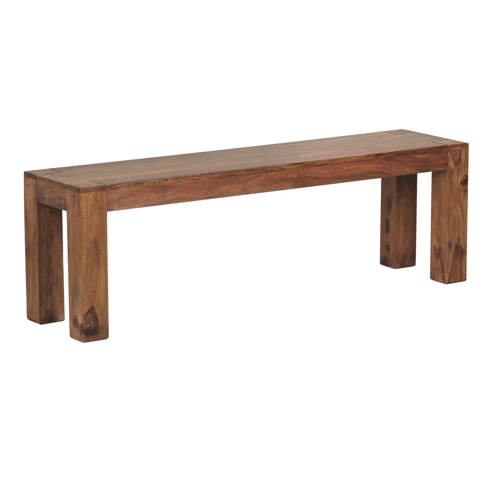 FineBuy Esszimmer Sitzbank Massiv-Holz Sheesham Holz-Bank Natur-Produkt Küchenbank im Landhaus-Stil Größe wählbar