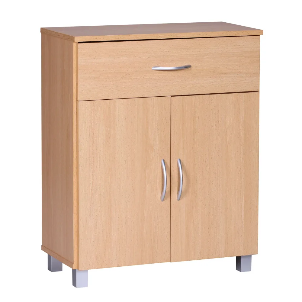 FineBuy Sideboard 60x75x30cm Kommode mit Schublade und Türen, Kleine Moderne Anrichte, Design Holz Schrank, Allzweckschrank mit Griffen, Kleiner Flurschrank Schmal