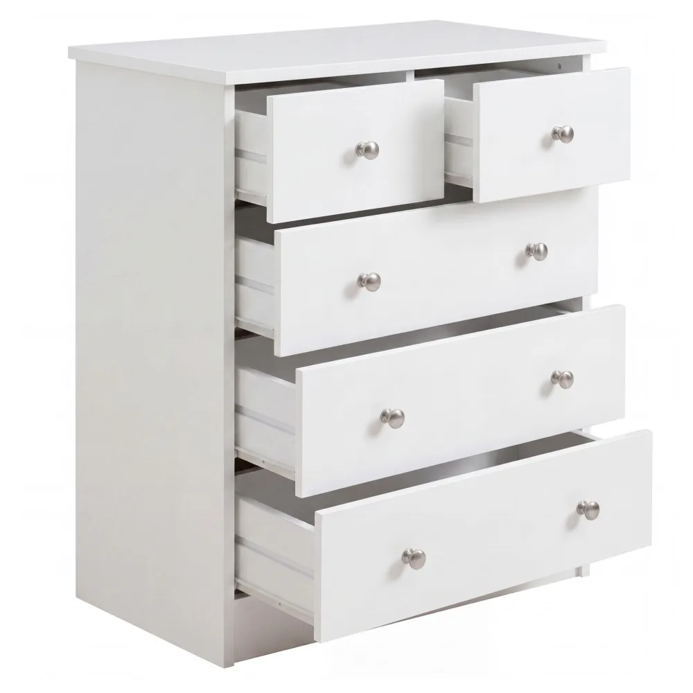 FineBuy Design Holz-Kommode 60 x 70 x 35 cm mit 5 Schubladen, Mehrzweckanrichte flach für Flur, Modernes Sideboard zeitlose Anrichte