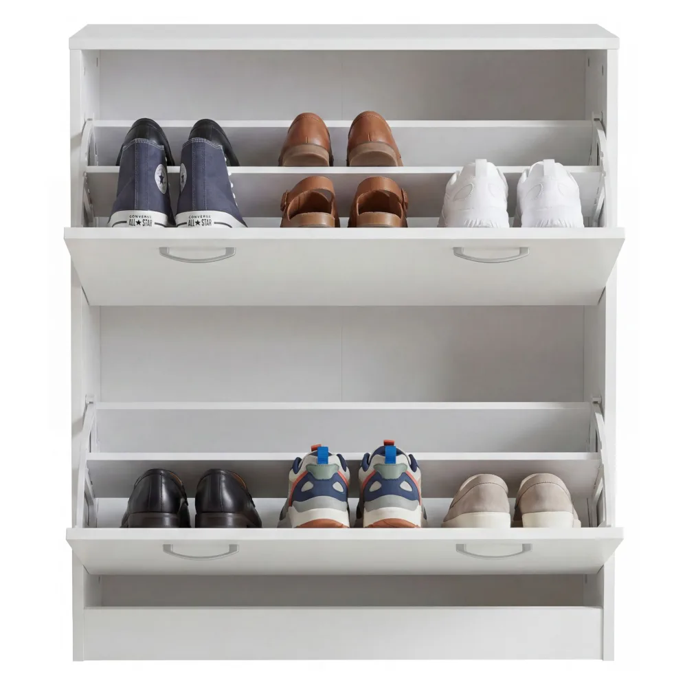 FineBuy Schuhkipper KIEL 75 x 87 x 24 cm Farbe mit 2 Klappen 20 Paar Schuhe, Moderner Schuhschrank aus MDF, Schuhregal schmal Kommode für Flur