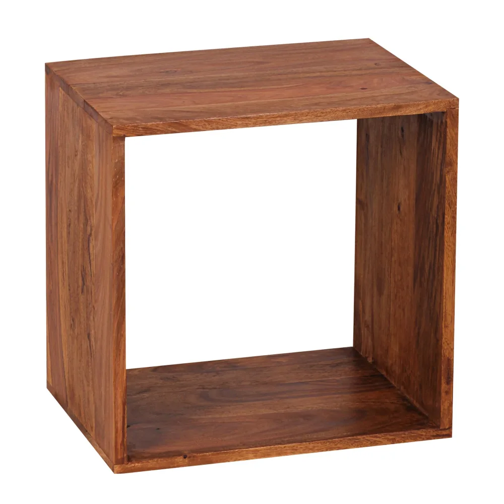 FineBuy Standregal Massivholz 43,5 cm Cube Regal Holzregal Naturprodukt Beistelltisch Landhausstil