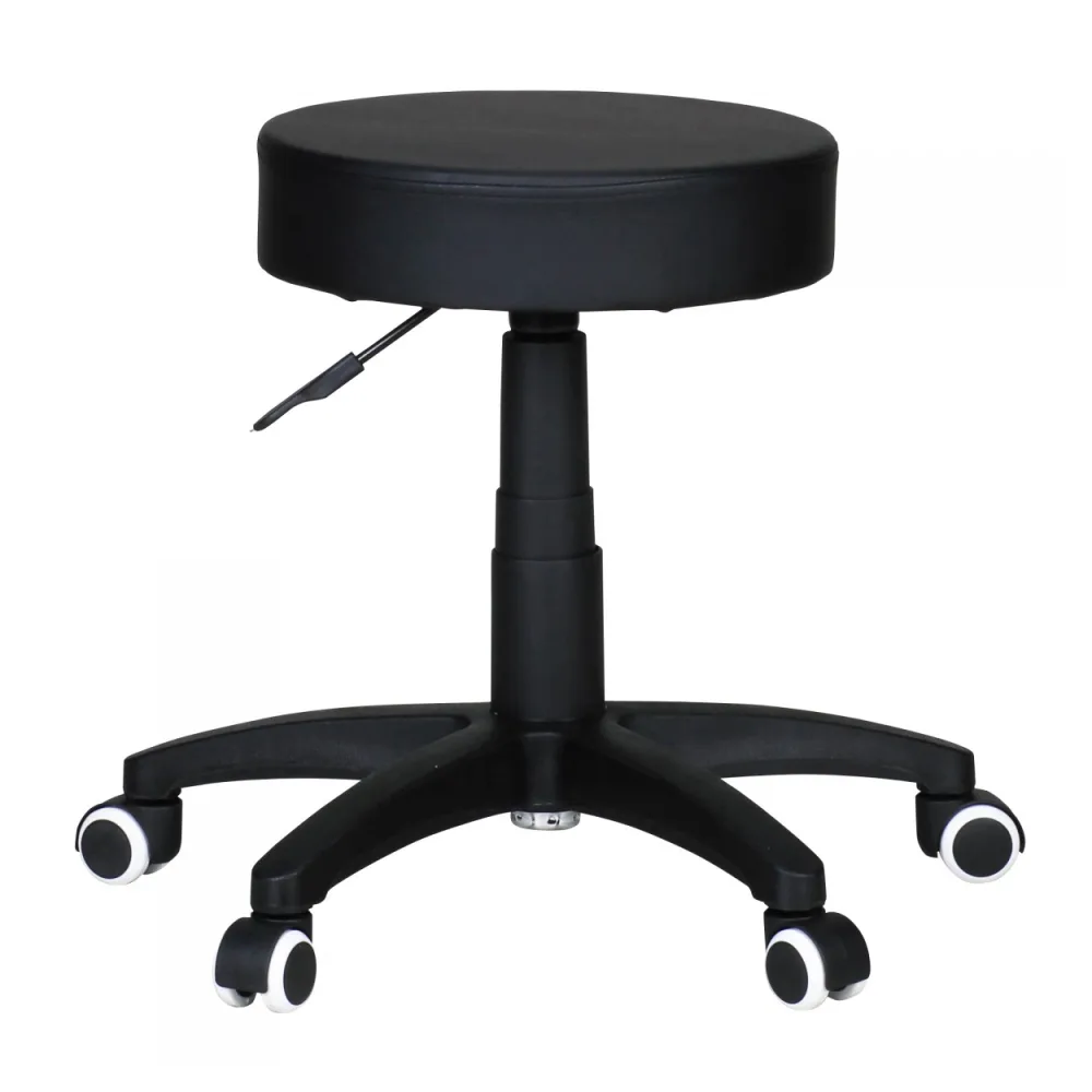 FineBuy Hocker Design Arbeitshocker verstellbar Bezug Kunstleder Schwarz Sitzhocker Rollen Rollhocker gepolstert ohne Lehne Praxishocker auf Rollen Arzthocker Hartbodenrollen höhenverstellbar