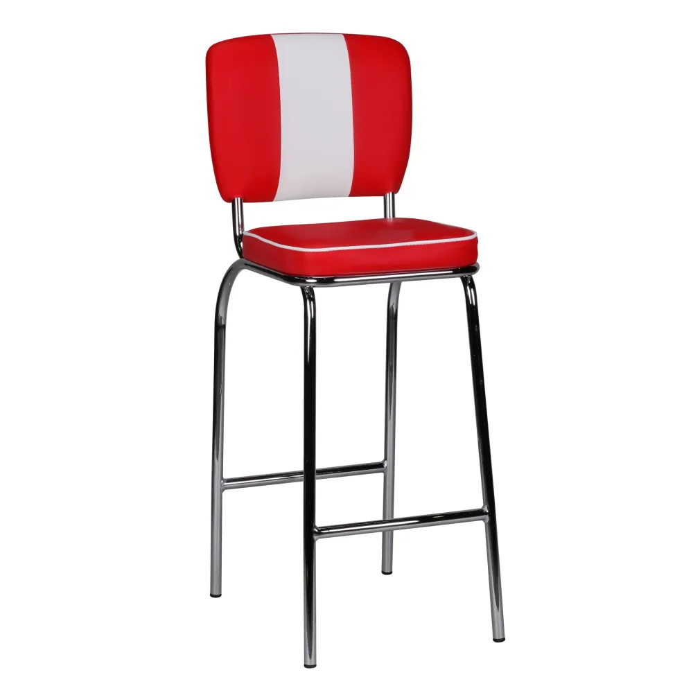 FineBuy Barhocker American Diner 50er Jahre Retro Barstuhl, Sitzfläche mit Rücken-Lehne, Fußstütze, Sitzhöhe 76 cm
