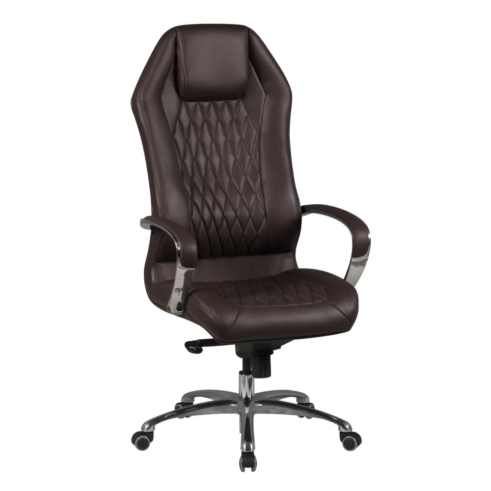 FineBuy Bürostuhl MONTEREY Echt-Leder Schreibtischstuhl XXL Polsterung Design Chefsessel hohe Rückenlehne mit Kopfstütze Drehstuhl Drehsessel höhenverstellbar Wippfunktion Hartbodenrollen