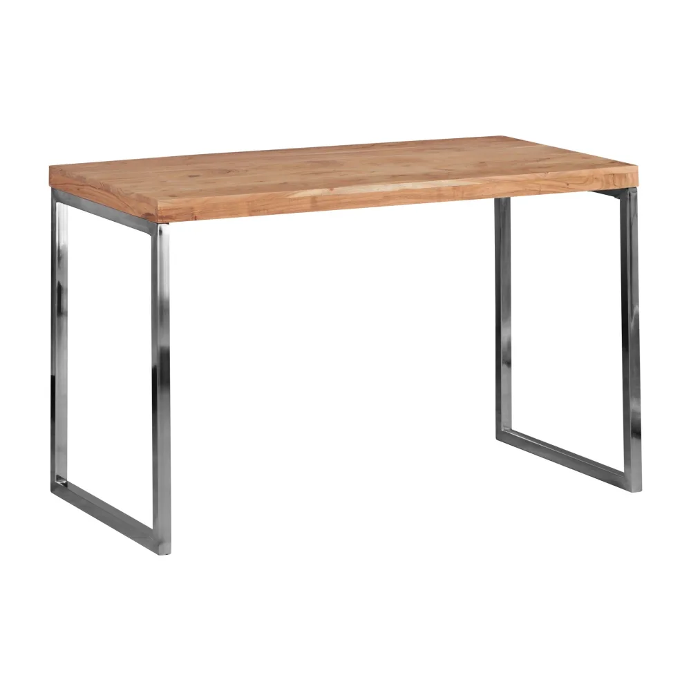 FineBuy Schreibtisch Massivholz Computertisch 120 x 60 cm Laptoptisch Landhaus Konsolentisch mit Metallbeinen Sheesham // Akazie
