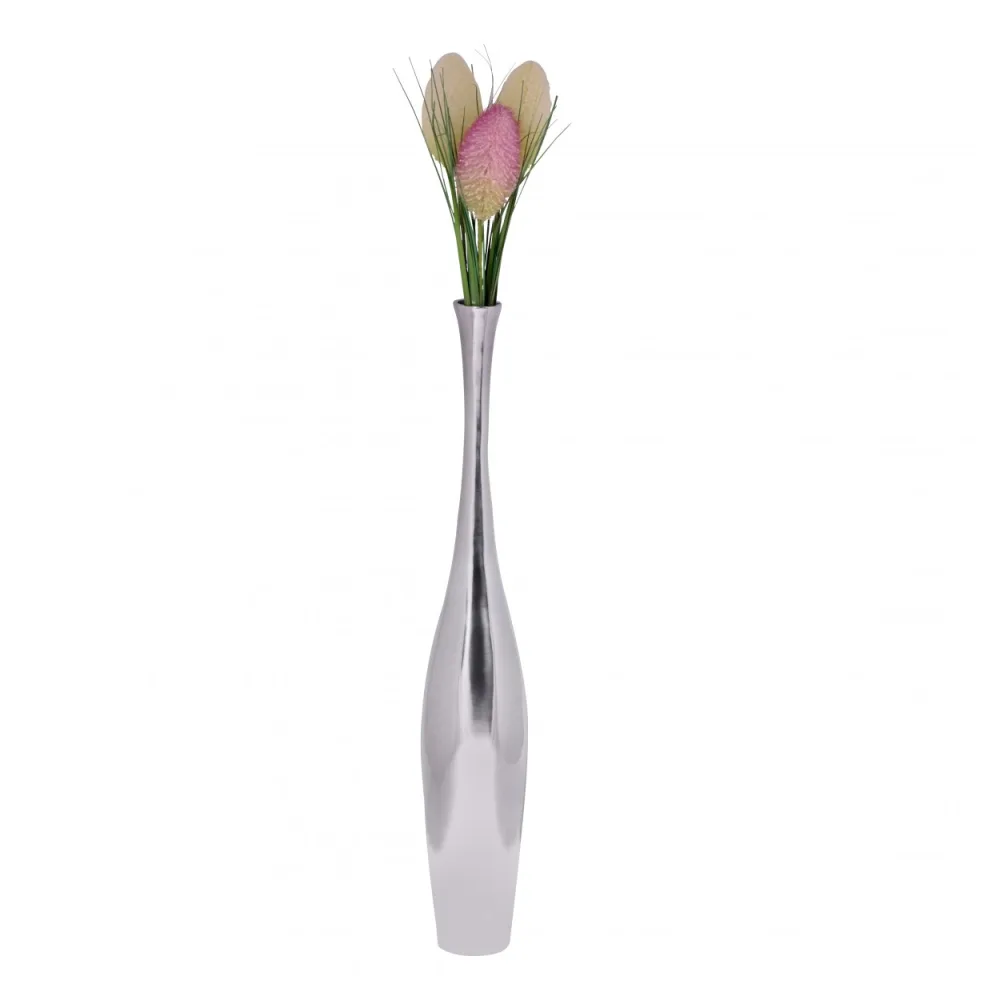 FineBuy Deko-Vase Design Aluminium-Dekoration Wohndeko modern Blumenvase Farbe silber Tischdeko Designvase Tischvase
