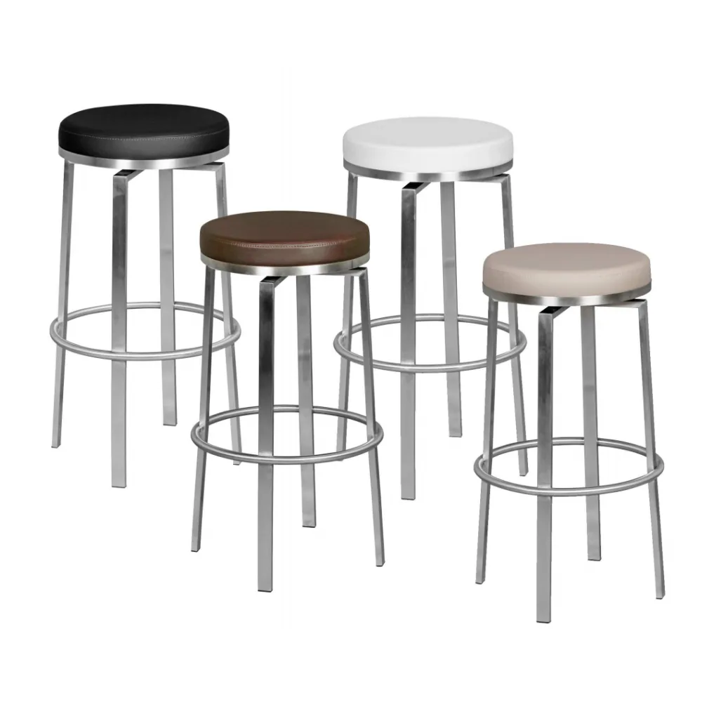 FineBuy Barhocker 42x76x42 cm Edelstahl Barstuhl 360° Drehbar, Thekenhocker Barsitz Gepolstert, Design Tresenstuhl Modern, Bistrohocker Hoch, Hoher Hocker für Bar