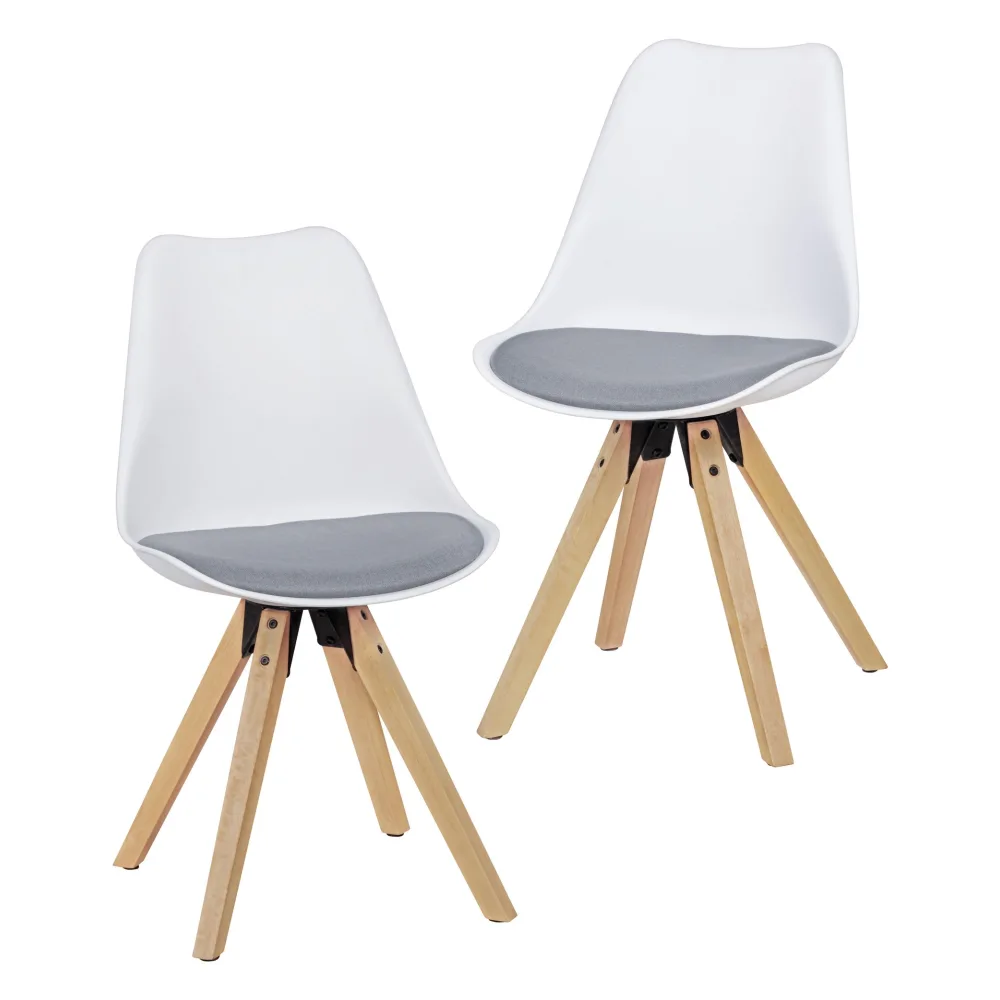 FineBuy Design Esszimmerstühle 2er Set SV43912 Skandinavische Stühle mit Holzbeinen, Retro Stuhlset Kunststoff, Küchenstühle mit Kunstleder, Lehnenstuhl Modern, Küchenstuhl Esszimmer