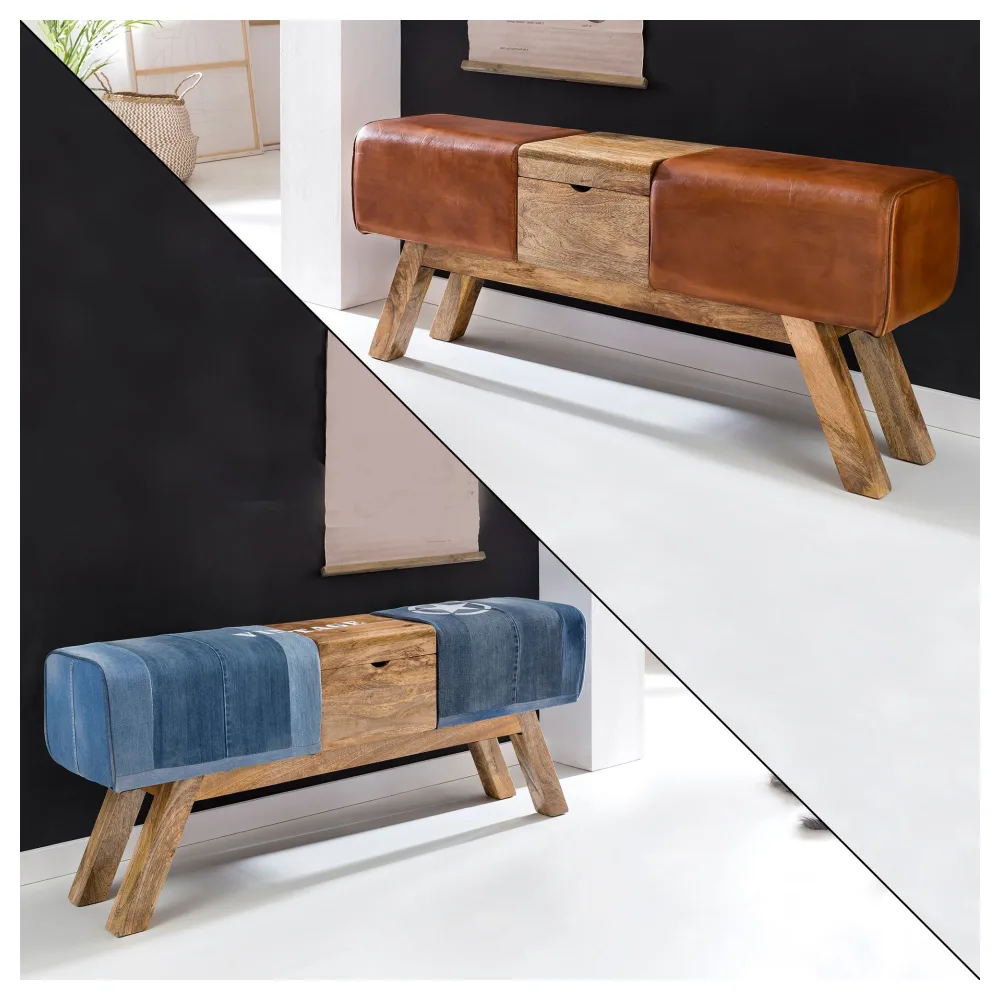FineBuy Design Turnbock Sitzbank Aufbewahrungsfach 120 x 29 x 53cm, Turnhocker Bank Klappfach, Hocker Garderobenbank Sitzhocker Turnbank