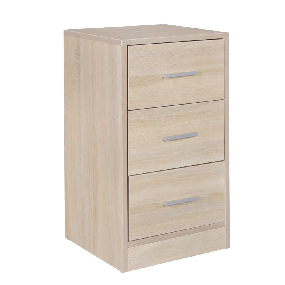 FineBuy Nachtkonsole Boxspringbett FOGGIA mit 3 Schubladen in Holz Modern, B x H x T: 37,5 x 68 x 35 cm, Design Nachtkästchen, Nako - Nachttisch Kommode, Nachtschrank