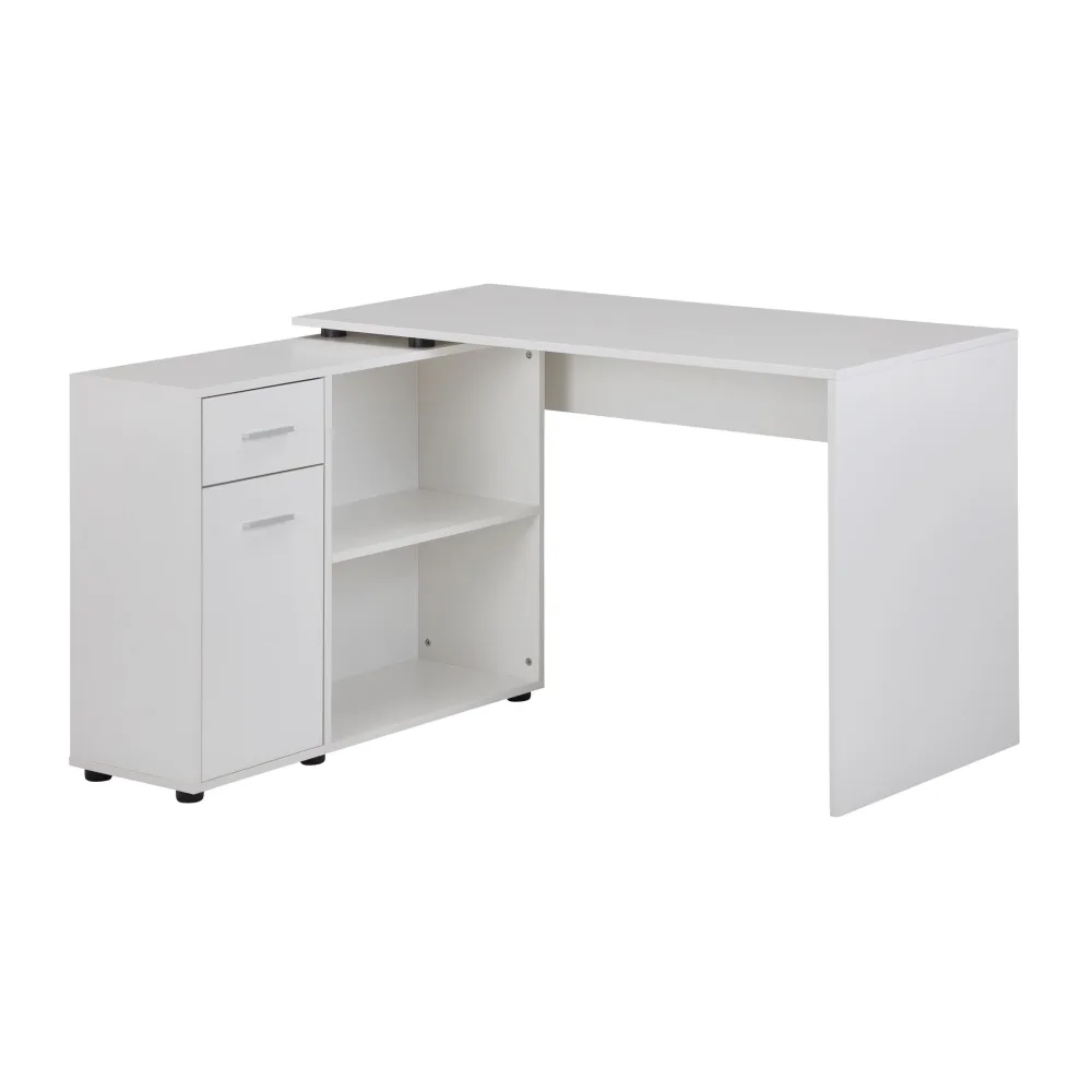 FineBuy Design Eckschreibtisch mit Regal 120 x 75,5 x 106,5 cm, Moderner Büro-Schreibtisch, Computer-Tisch Arbeitszimmer, Winkelschreibtisch Home Office